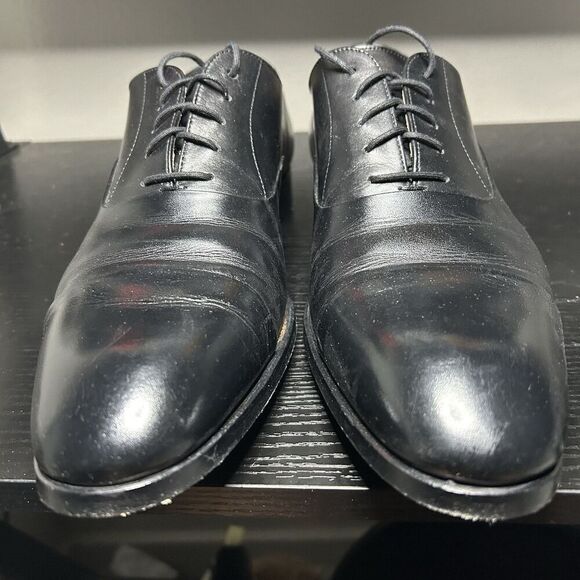 Magnanni Flex Mens Size 12 Black Leather Dress Shoes Cap Toe - Picture 3 of 13